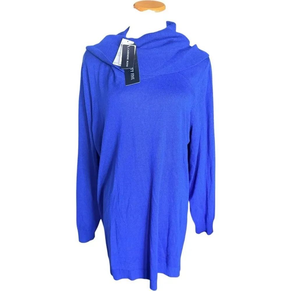 NWT Womens Two Twenty Five Cashmere Blend Royal Blue Turtleneck Sweater - Sz 3X